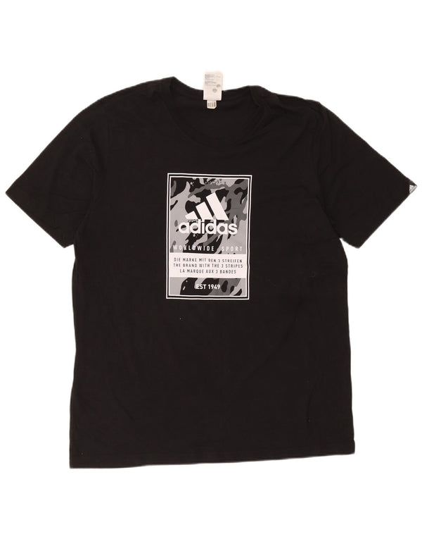 Adidas - Camiseta gráfica para hombre, talla grande, algodón negro