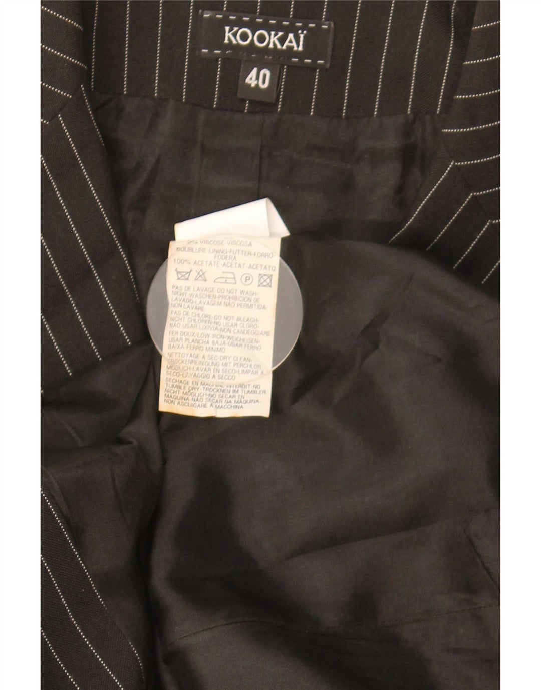 Kookai Chaqueta tipo blazer de 3 botones para mujer EU 40 Poliéster a rayas negras medianas