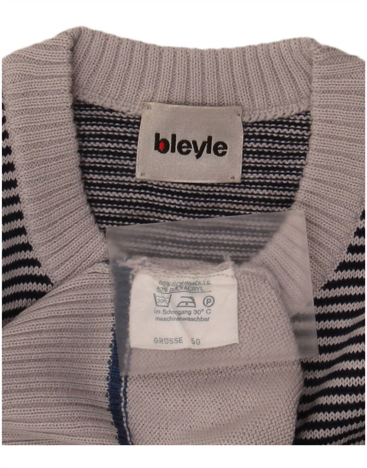Bleyle Jersey de cuello redondo para hombre EU 50 Poliacrílico a rayas gris medio