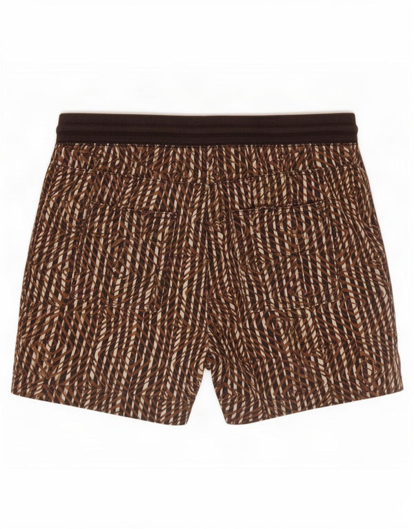Marks & Spencer Pantalones cortos casuales para mujer UK 12 Medium W32 Lino a rayas marrón