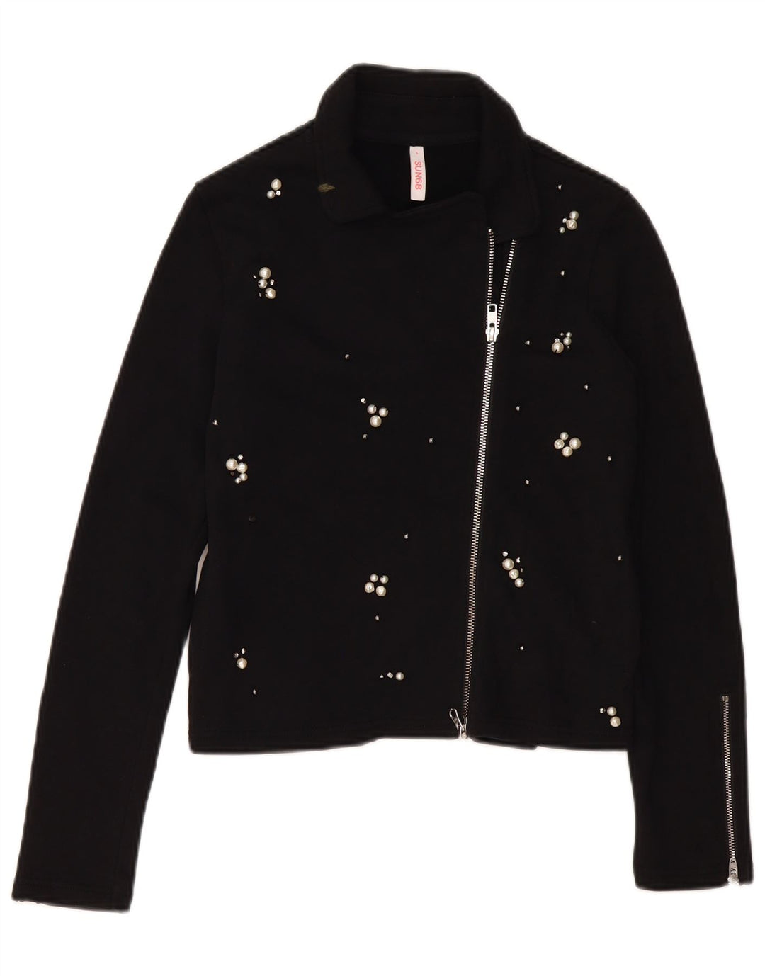 SUN68 Suéter tipo cárdigan para mujer UK 10 Small Algodón negro