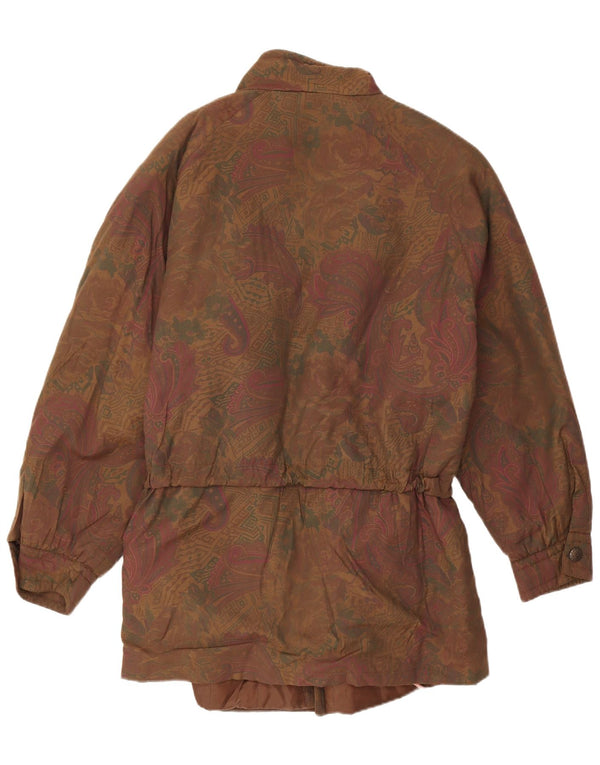 Vintage mujer chaqueta cortavientos de gran tamaño Reino Unido 20 2XL marrón Paisley Viscosa