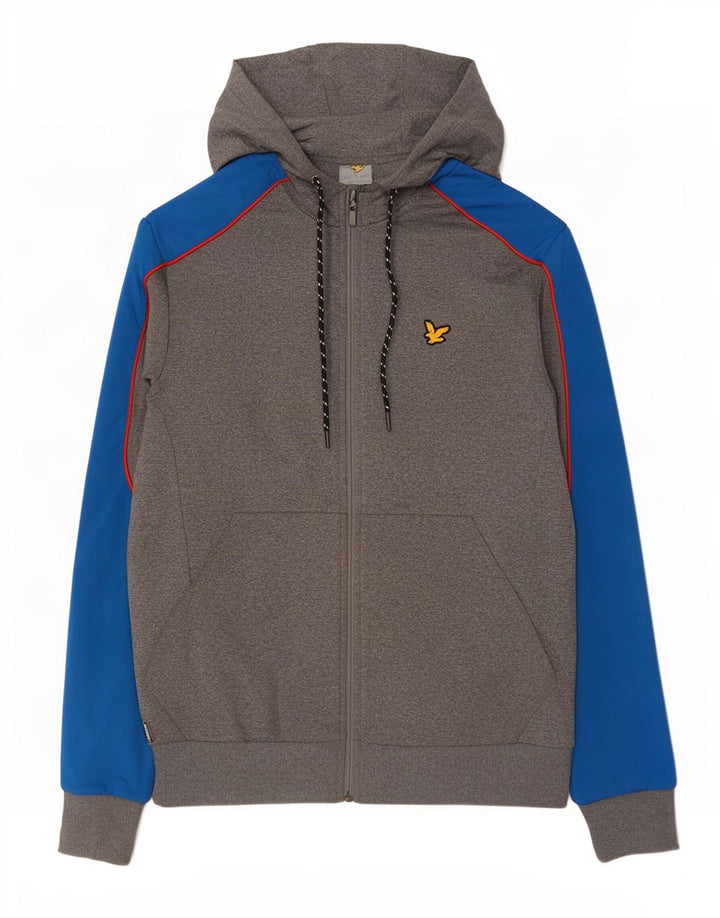 Lyle & Scott - Sudadera con capucha y cremallera para hombre, poliéster, color gris, pequeño