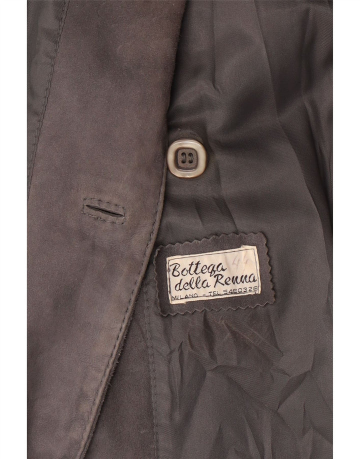 VINTAGE Chaqueta Blazer de ante de doble botonadura para mujer Reino Unido 14 Gris medio