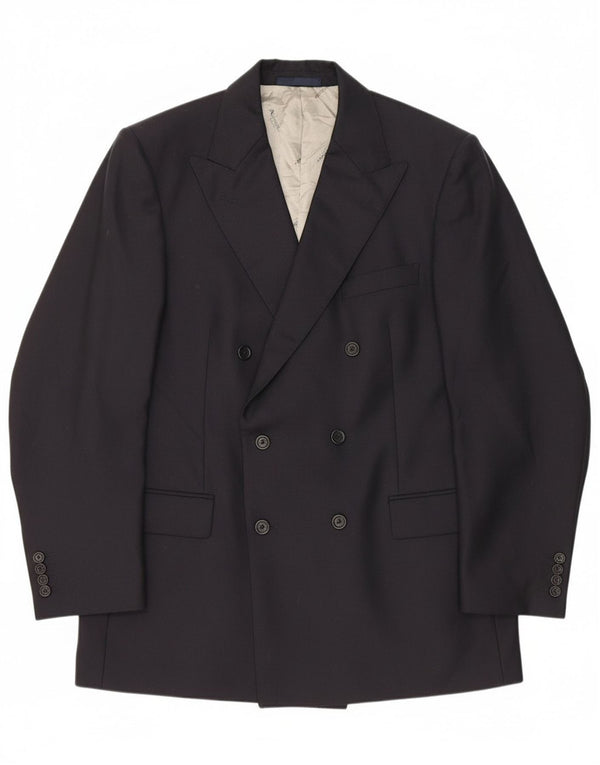 Aquascutum Chaqueta tipo blazer con doble botonadura para hombre UK 42 XL Lana azul marino