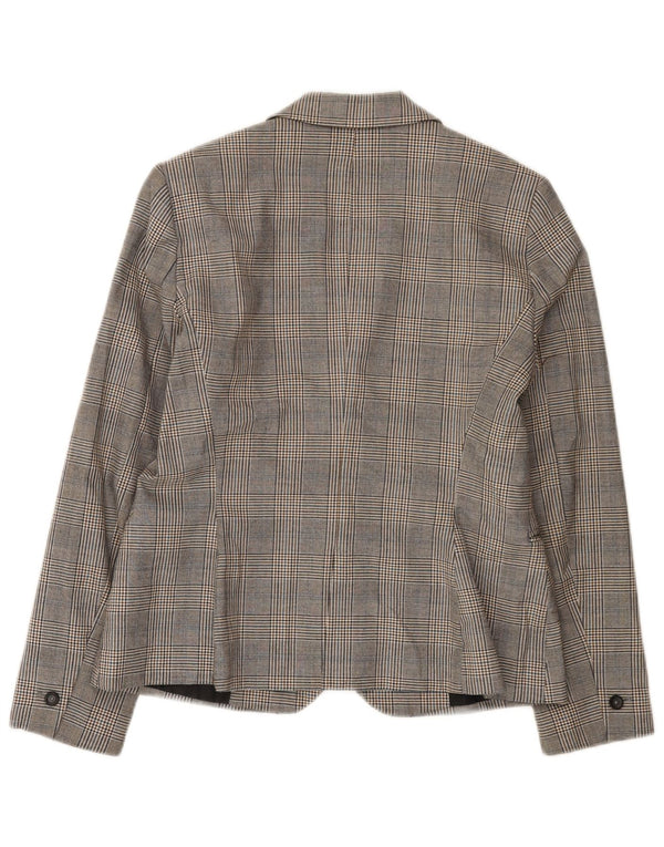 Zara Mujer Chaqueta Blazer De 1 Botón EU 42 Poliéster A Cuadros Gris Grande