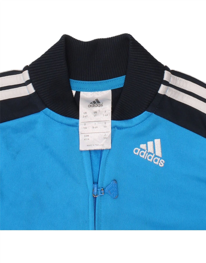 ADIDAS Boys Tracksuit Top Jacket 3-4 Years Blue Colourblock Polyester Vintage Adidas and Second-Hand Adidas from Messina Hembry 