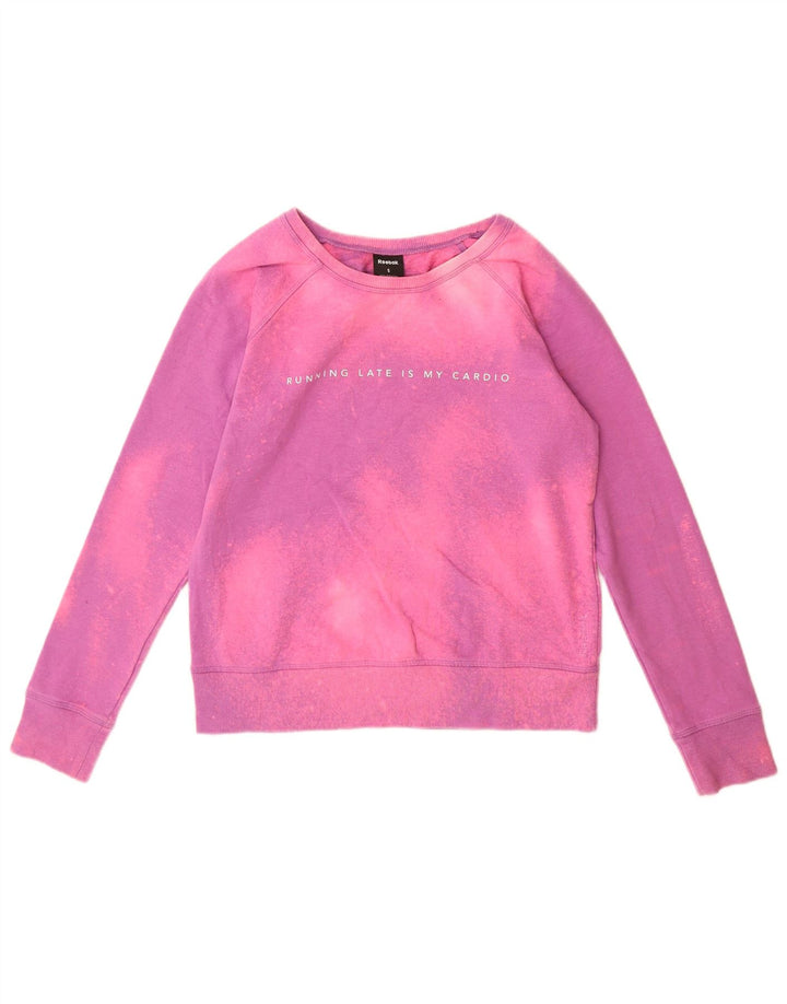 Reebok Sudadera gráfica para mujer Jumper UK 10 Small Pink Tie Dye Poliéster