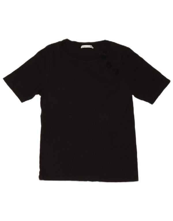 Zara Womens Graphic T-Shirt Top UK 14 Large Black