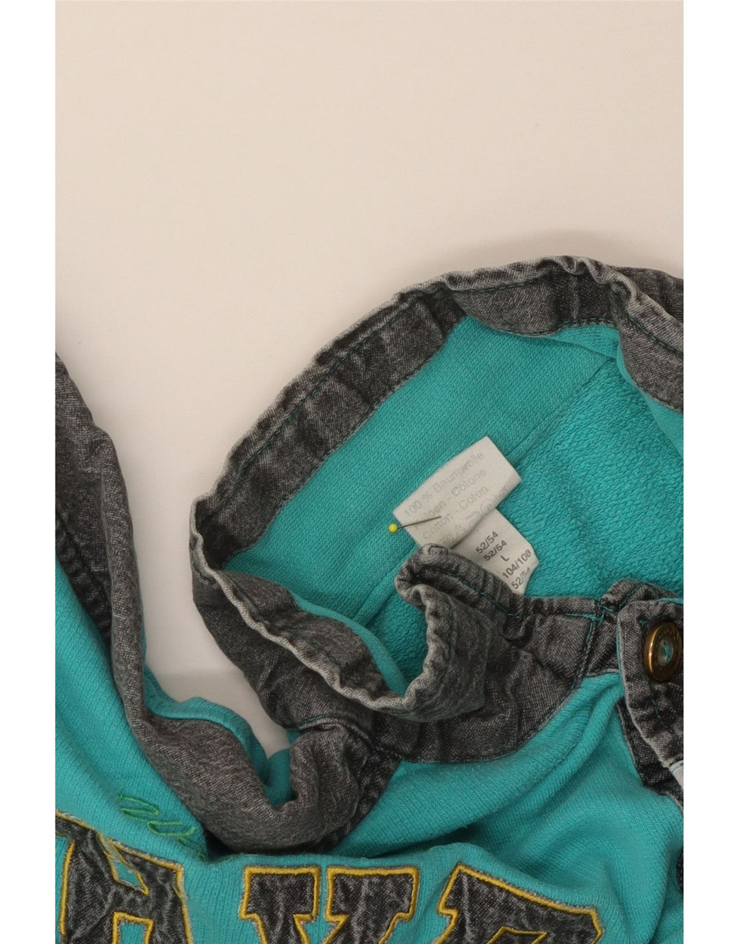 Vintage hombres sudadera gráfica jumper grande color turquesa