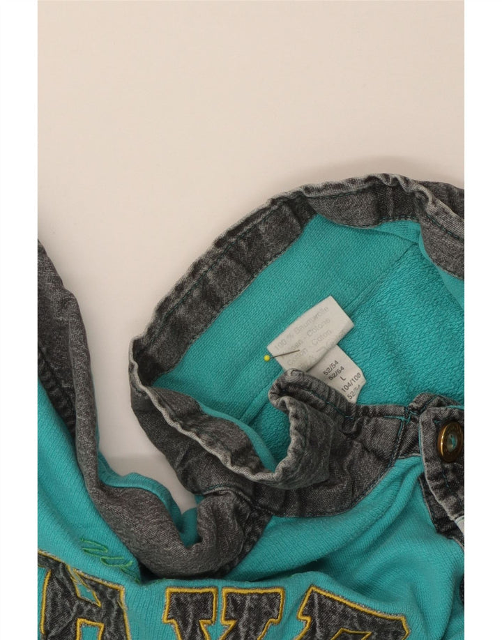 Vintage hombres sudadera gráfica jumper grande color turquesa