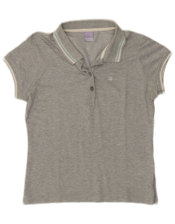 CHAMPION Polo Heritage Fit para mujer UK 10 Small Gris Algodón