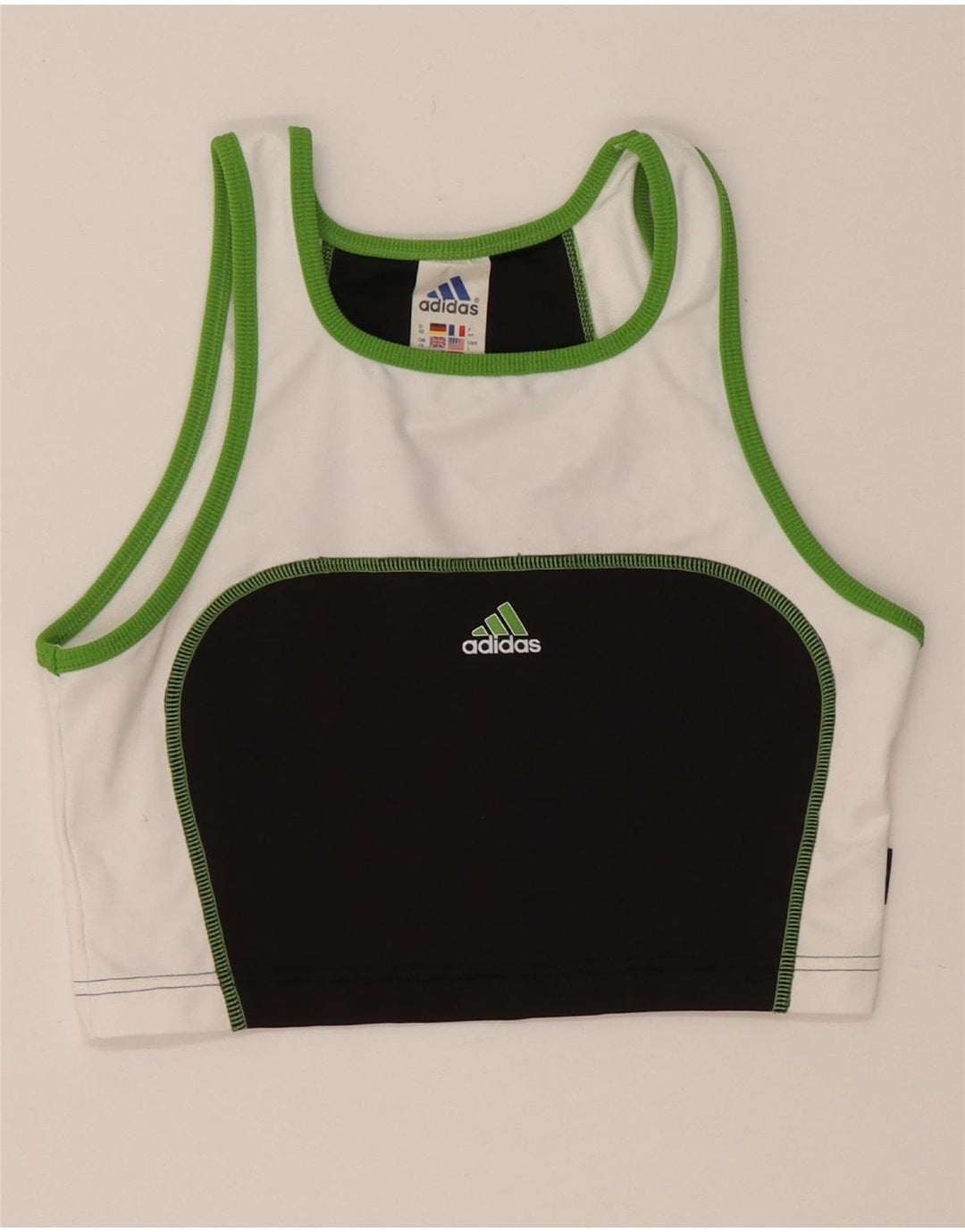 ADIDAS Mujer Climalite Sport Bra Top UK 40 Grande Negro Colorblock