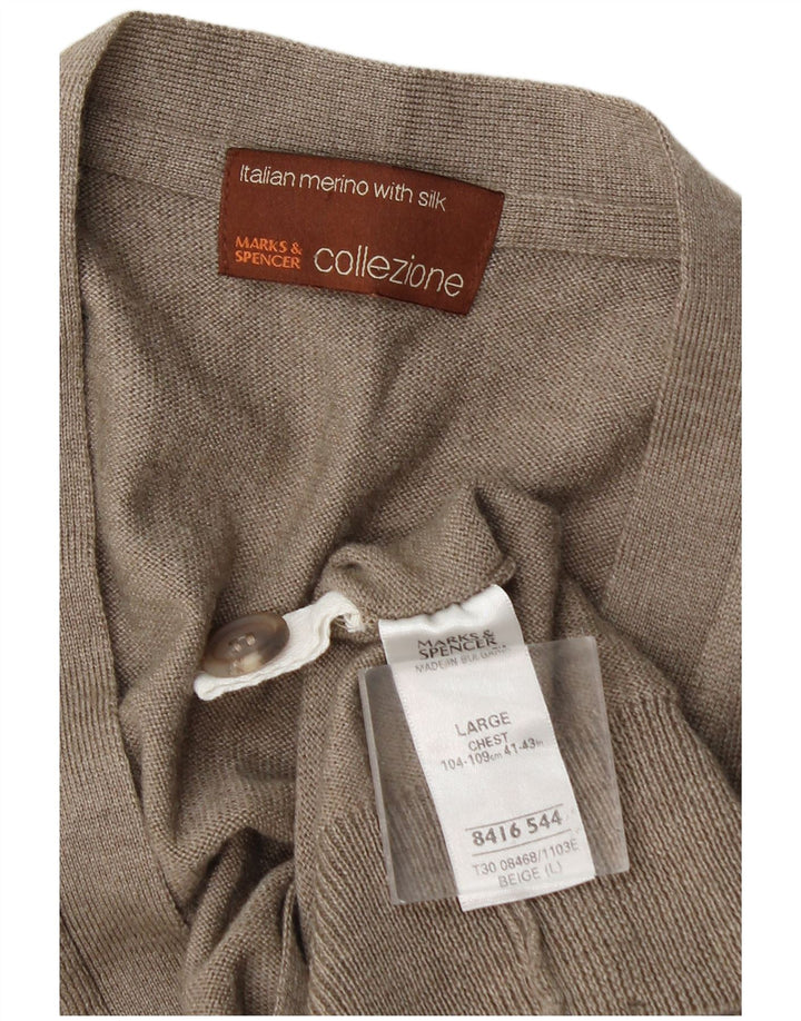 Marks & Spencer - Cárdigan sin mangas para hombre, talla grande, lana beige