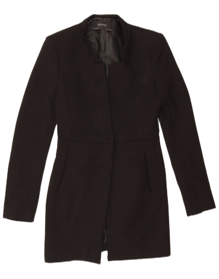 Zara Mujer Chaqueta Blazer Larga UK 6 XS Poliéster Negro