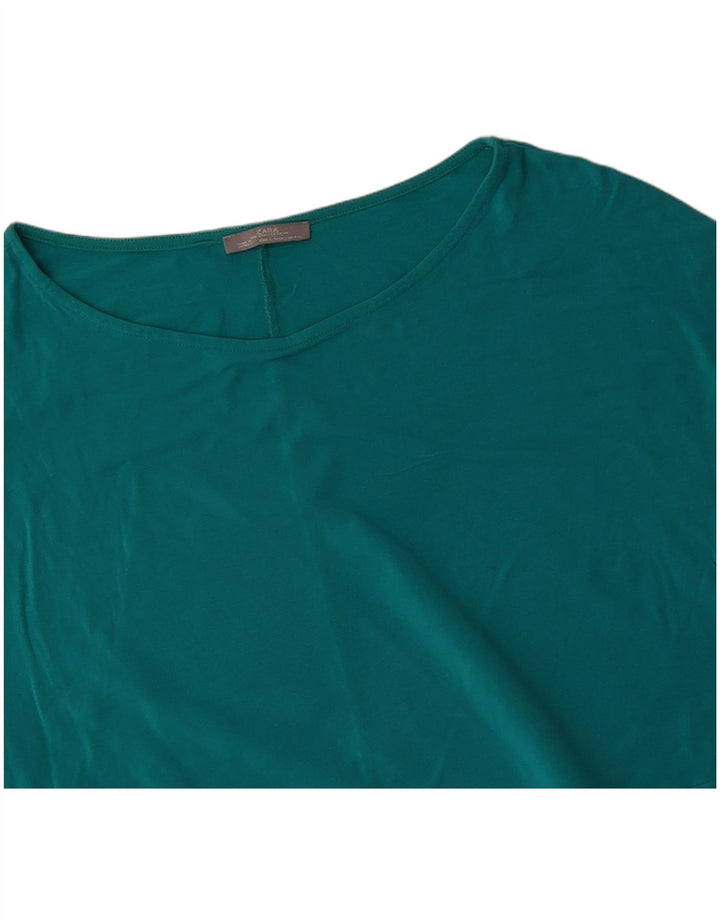ZARA Womens Oversized T-Shirt Top UK 10 Small Turquoise Viscose