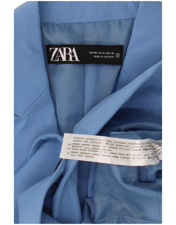Zara Mujer Chaqueta Blazer De 1 Botón EU 36 XS Azul Poliéster