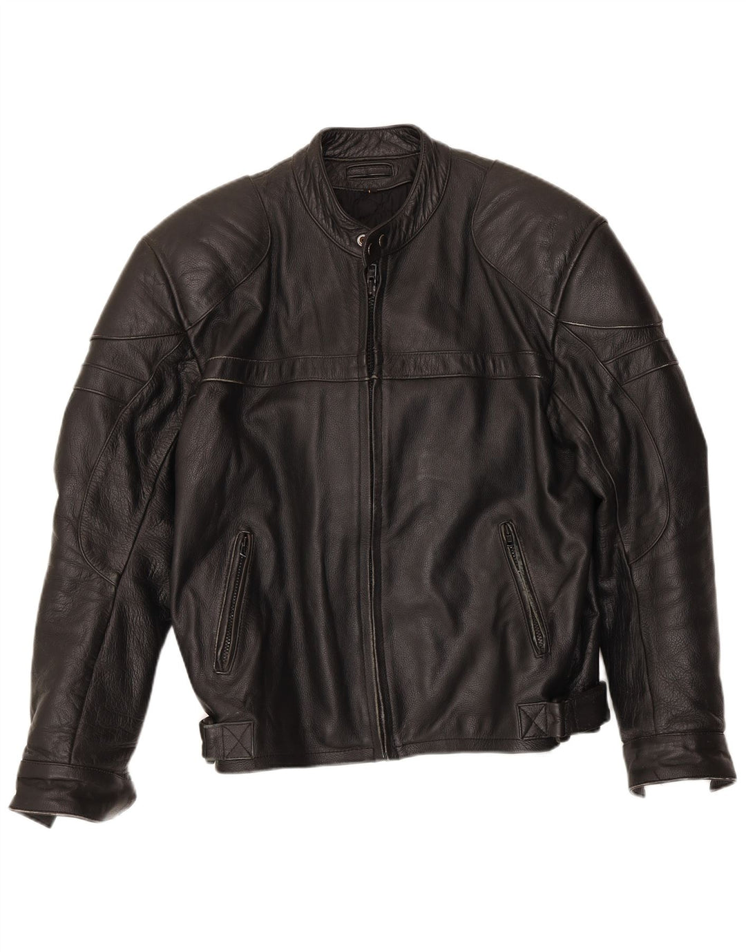 VINTAGE Chaqueta Racer de cuero para hombre Reino Unido 40 Cuero negro grande