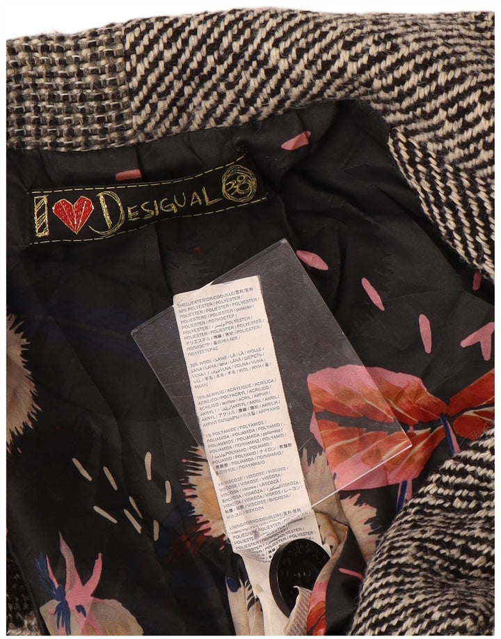 DESIGUAL Abrigo de mujer EU 38 Gris medio Patchwork Poliéster