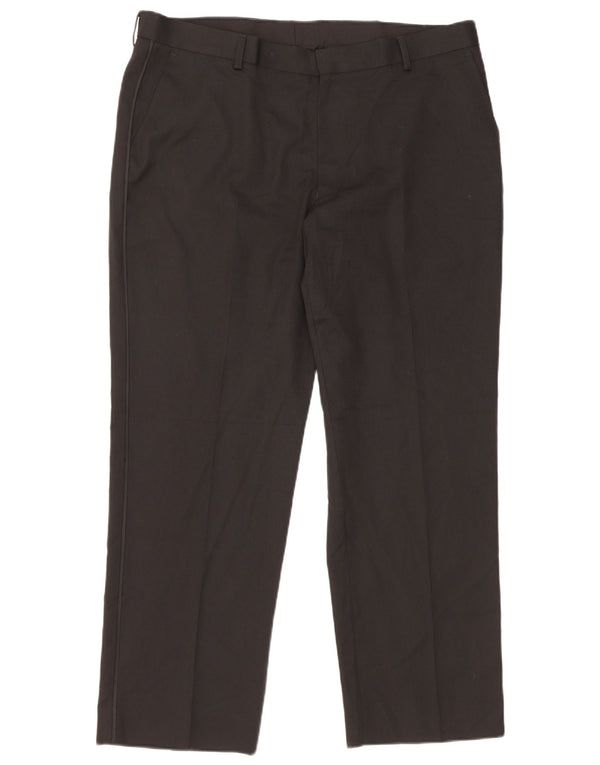 Marks & Spencer Pantalón de traje recto para hombre W38 L29 Poliéster negro