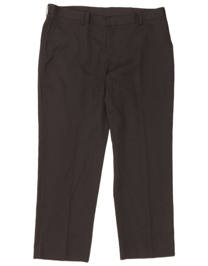 Marks & Spencer Pantalón de traje recto para hombre W38 L29 Poliéster negro