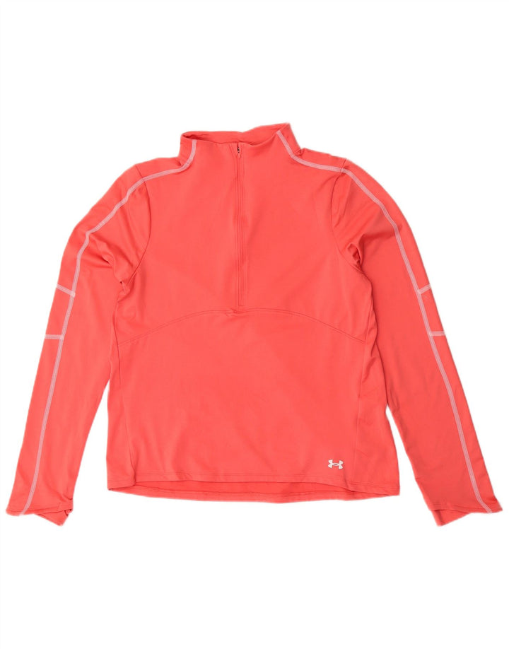 Under Armour Mujer Zip Neck Jersey Chándal Top UK 12 Medium Pink