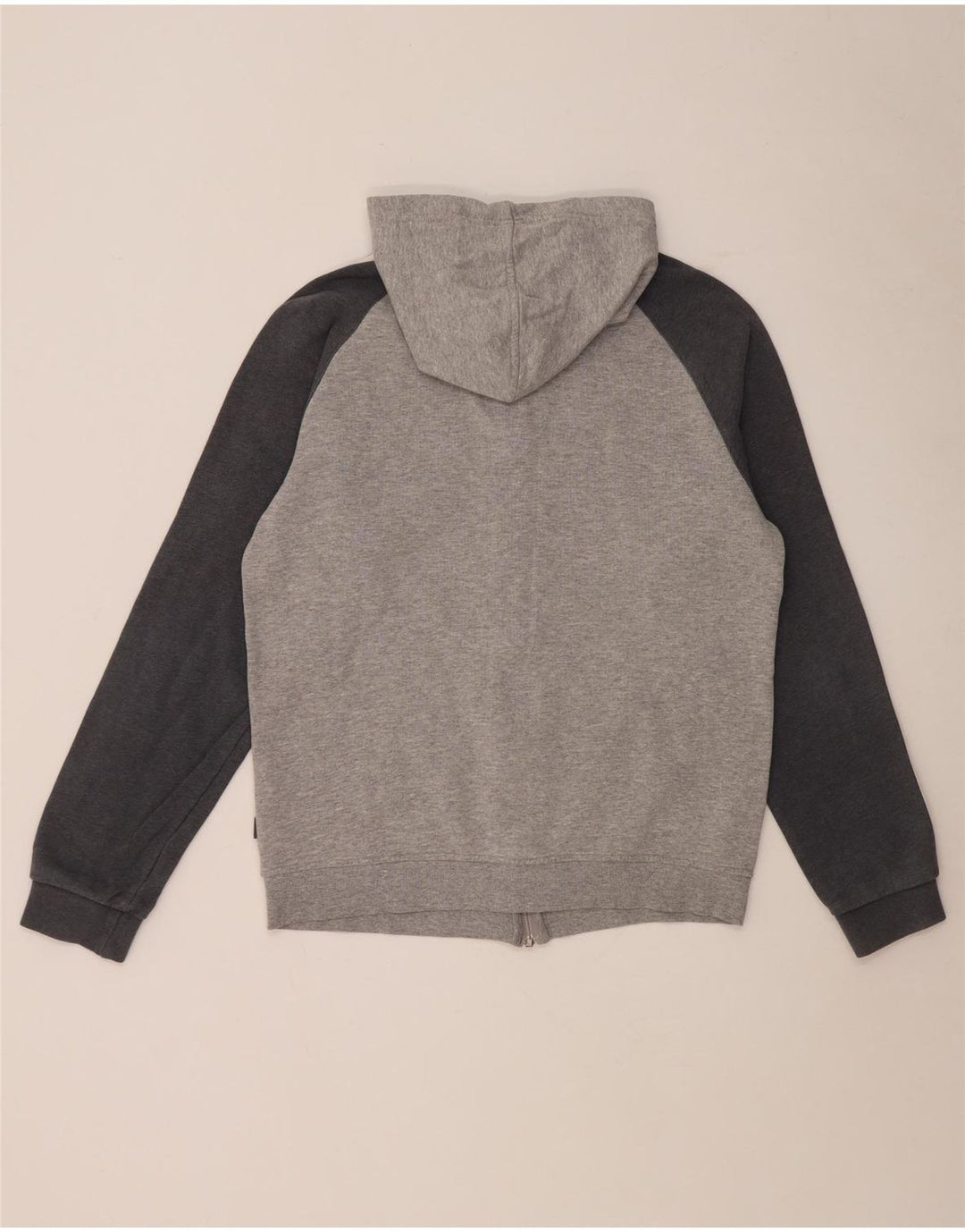 Adidas Hombre Zip Sudadera Con Capucha Suéter Gris Medio Algodón Moteado