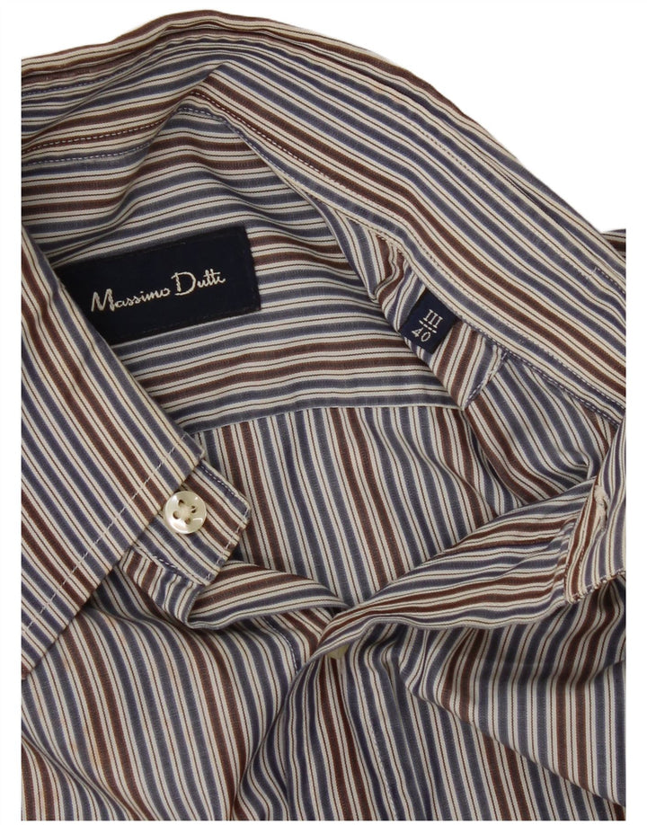 Camisa Massimo Dutti Hombre Talla 40 Mediana Azul Rayas