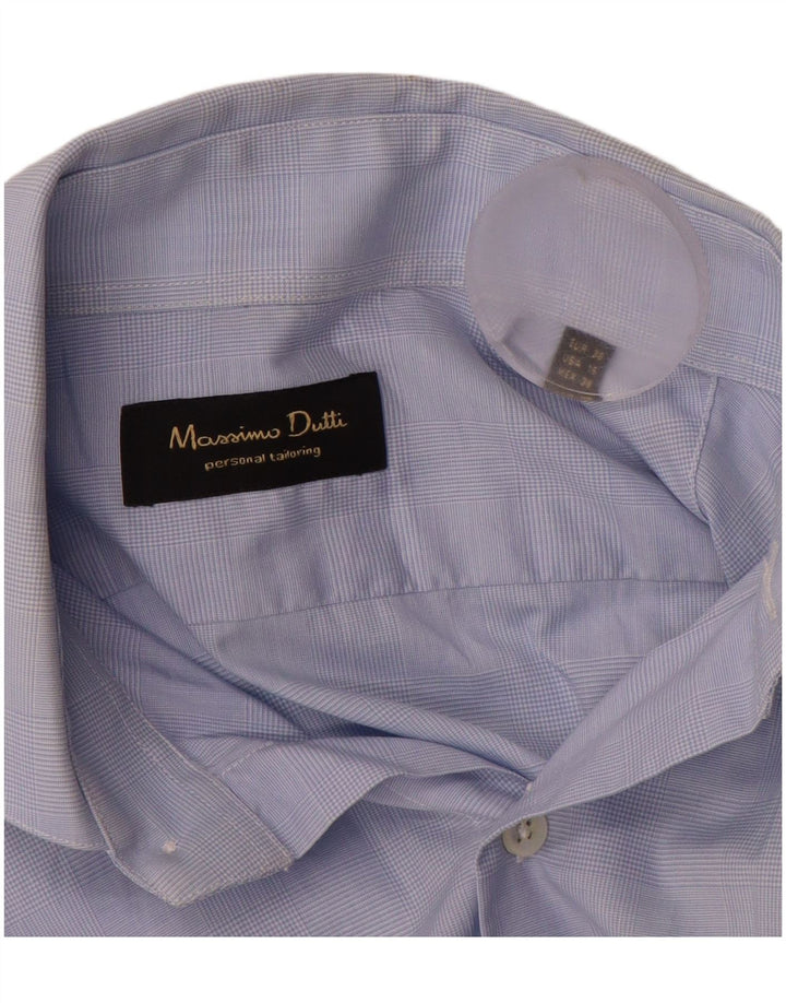 MASSIMO DUTTI Camisa para hombre EU 38 Small Blue Check