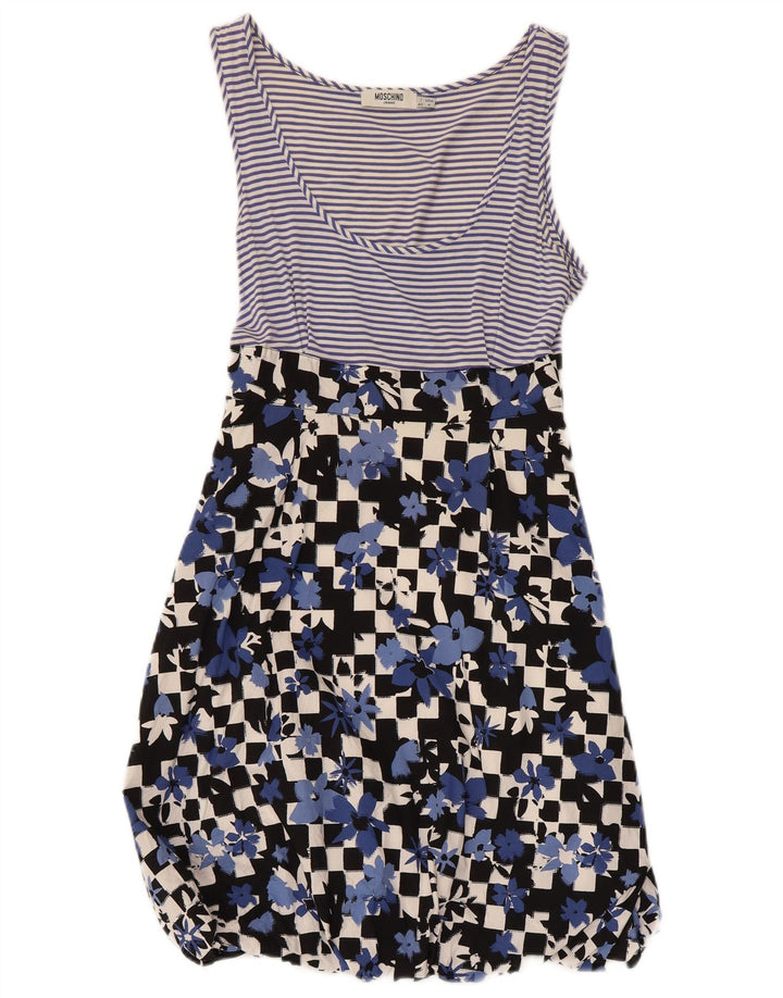 Moschino Mujer Vestido De Verano UK 8 Pequeño Azul Floral