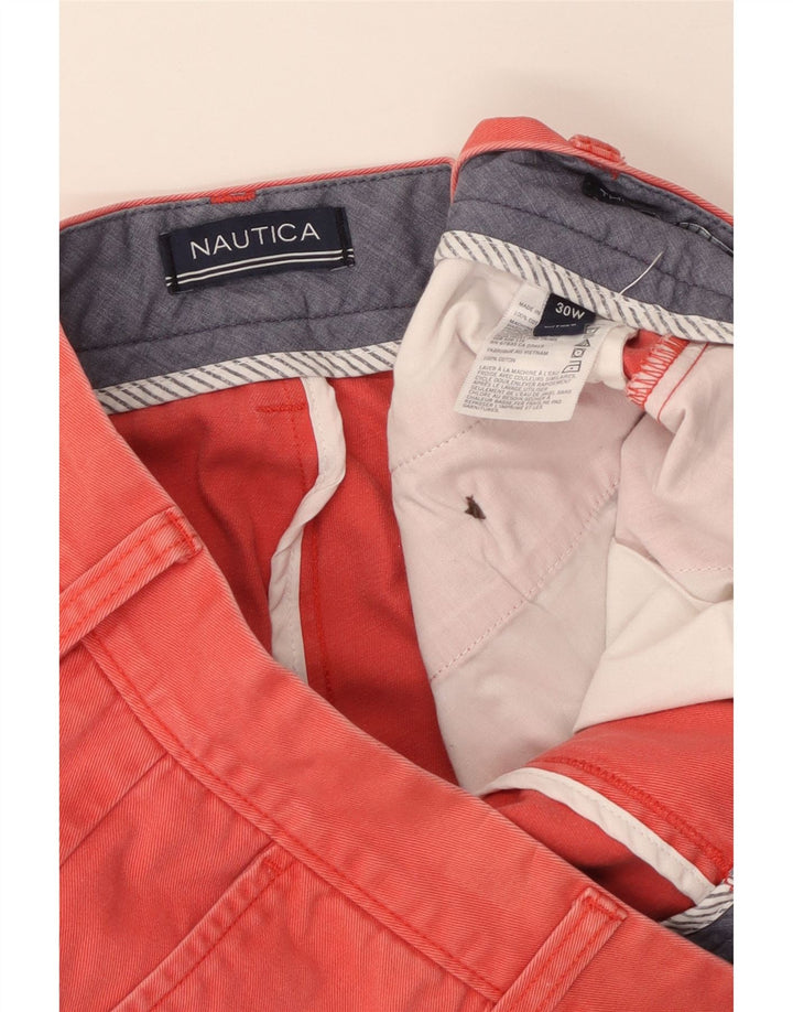Nautica Pantalones cortos chinos para hombre W30 Algodón rojo mediano