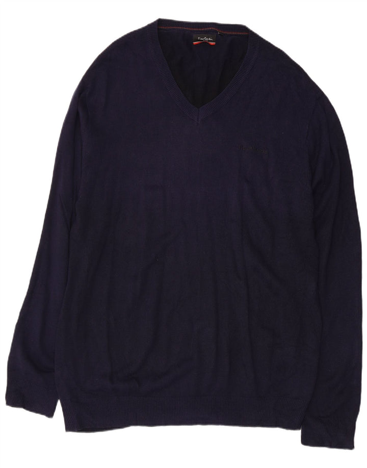 PIERRE CARDIN Jersey con cuello en V para hombre 2XL Azul marino Acrílico