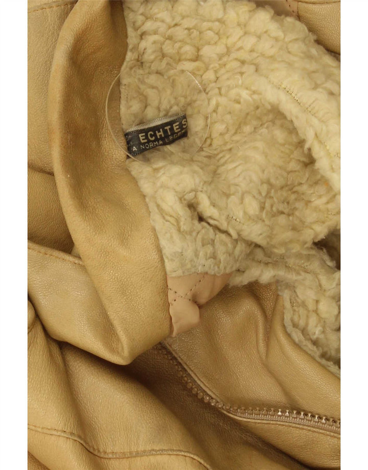 Vintage hombres Sherpa chaqueta de cuero IT 52 XL cuero beige