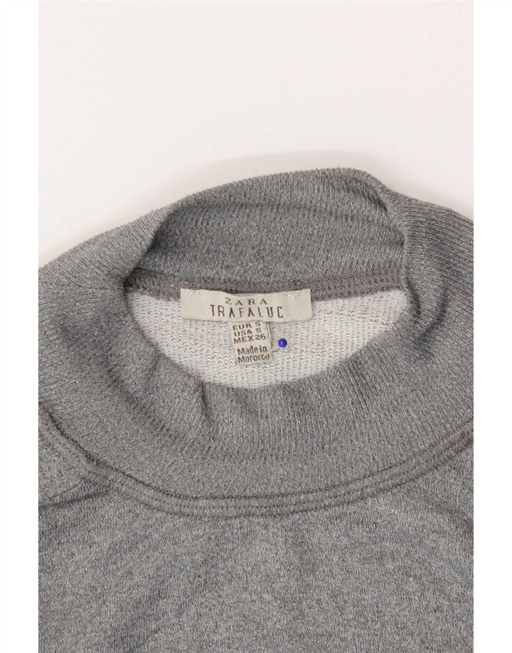 Zara Mujer Gráfico Sudadera De Gran Tamaño Jersey Reino Unido 10 Pequeño Gris