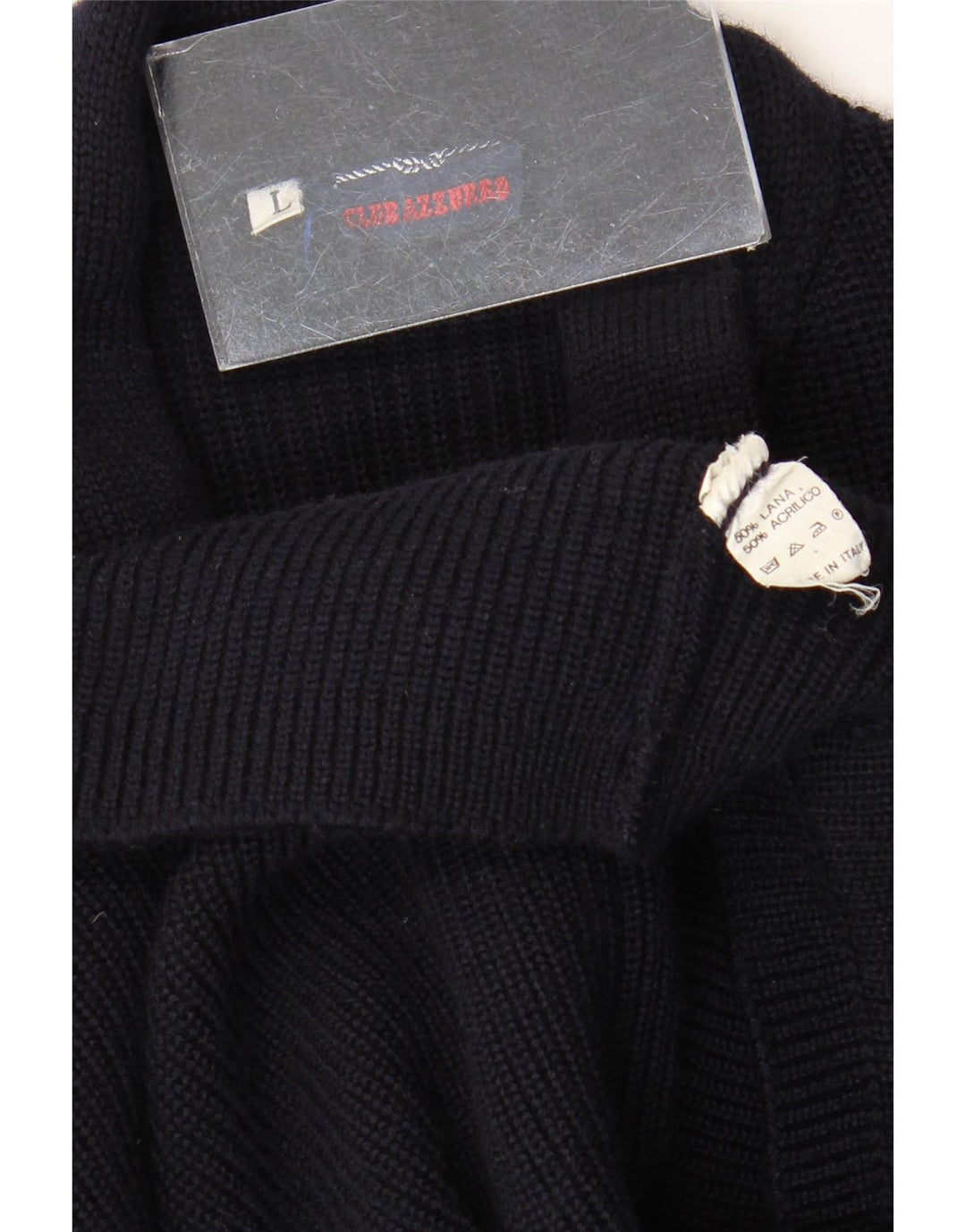 Azzurro Mens Cardigan Suéter Grande Azul Marino Lana