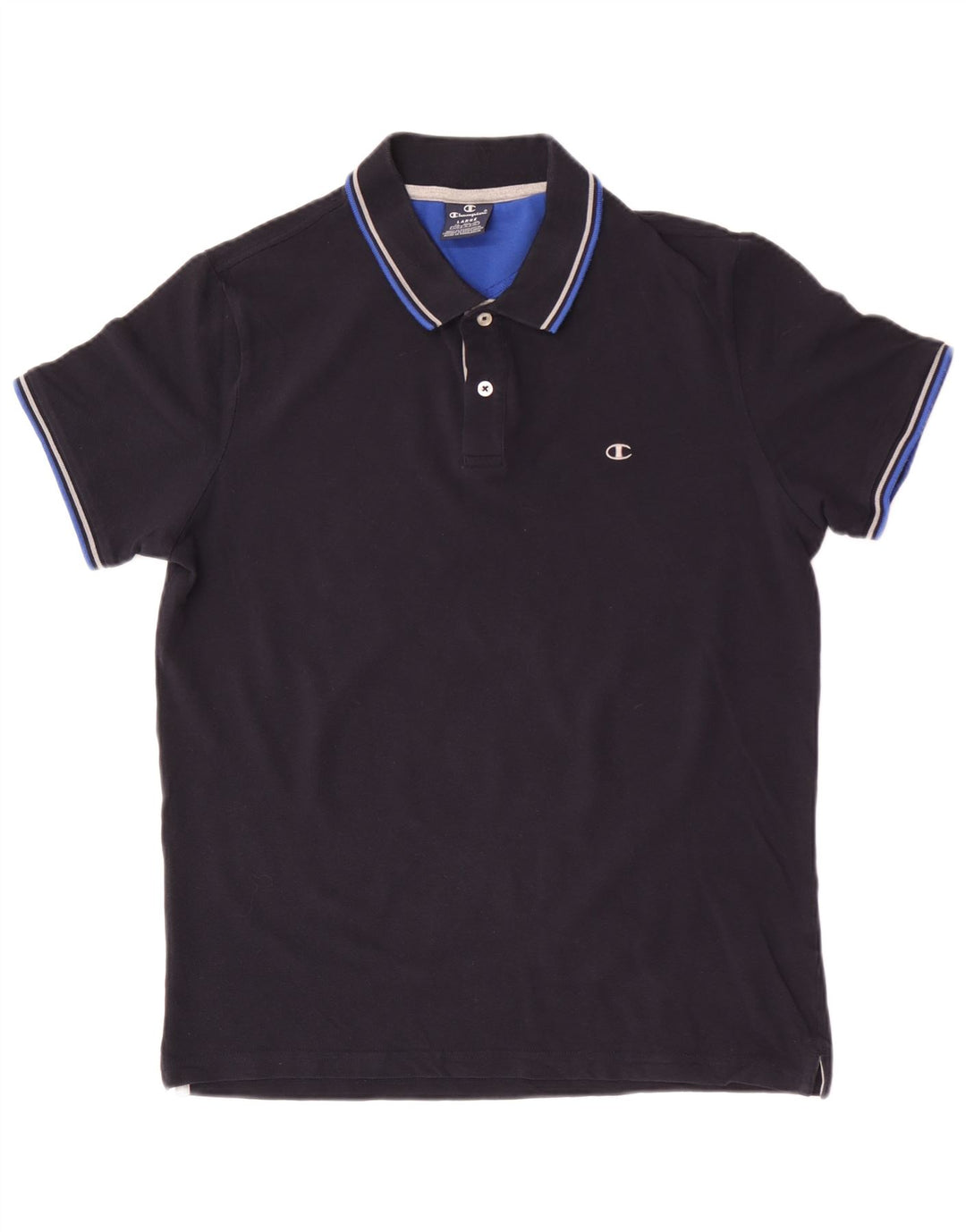 Champion Polo para hombre de algodón a rayas azul marino grande