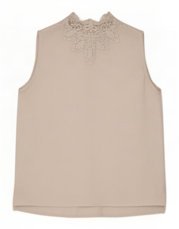 Zara Blusa Sin Mangas para Mujer Top UK 10 Small White Floral Linen