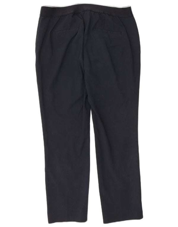 Zara Mujer Pantalón Chino Recto De Talle Alto XL W32 L27 Azul Marino Algodón