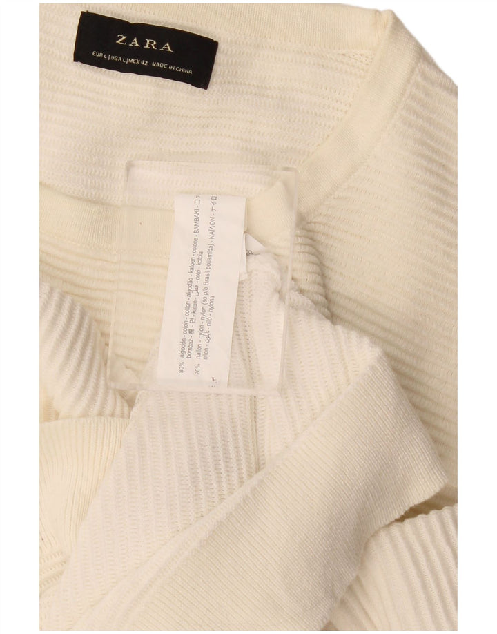 Zara Hombre Jersey De Cuello Redondo Jersey Grande De Algodón Blanco Roto