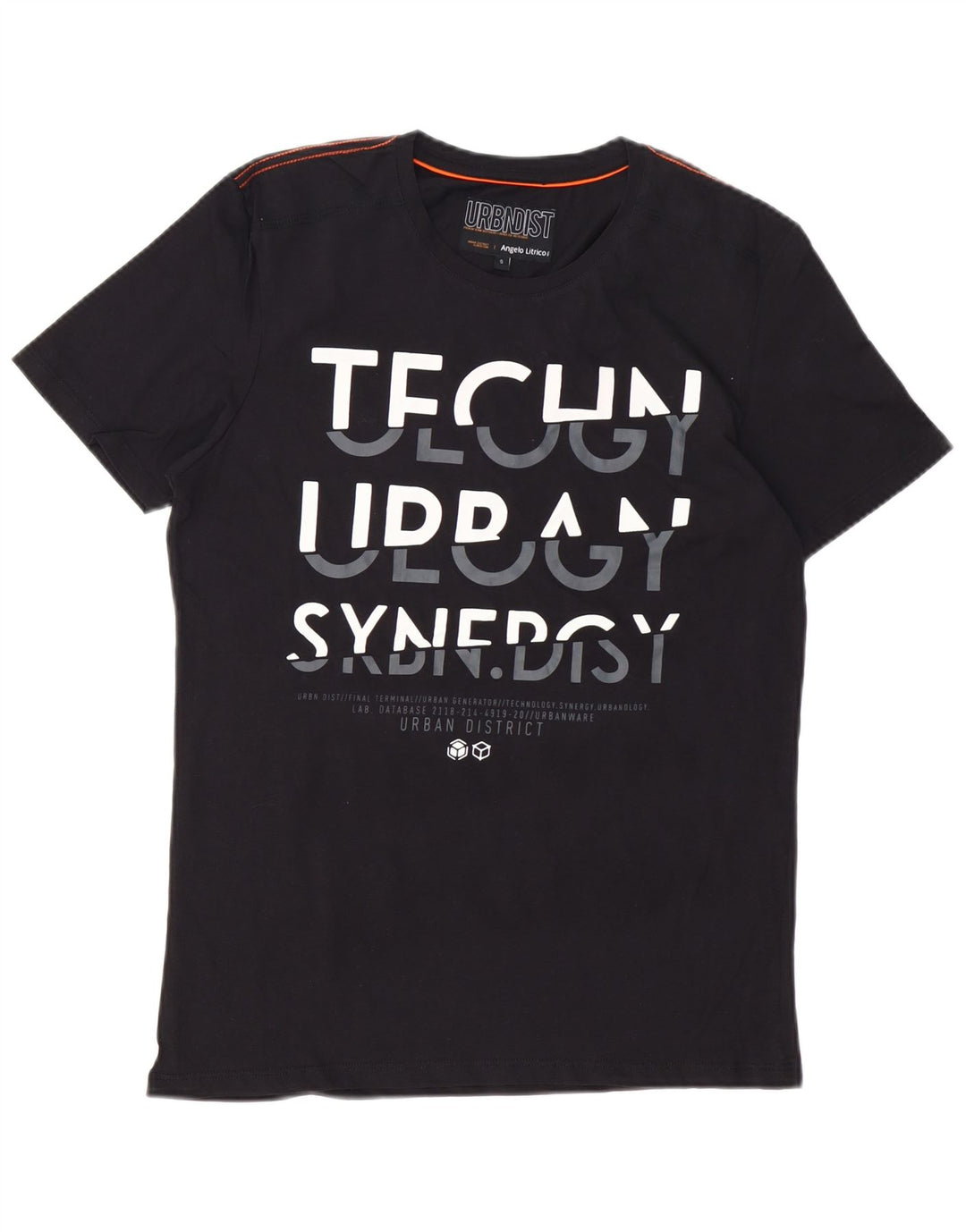 ANGELO LITRICO Camiseta gráfica para hombre Top Small Black Cotton