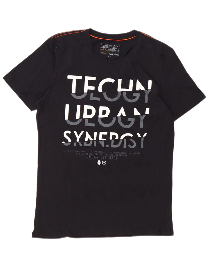 ANGELO LITRICO Camiseta gráfica para hombre Top Small Black Cotton