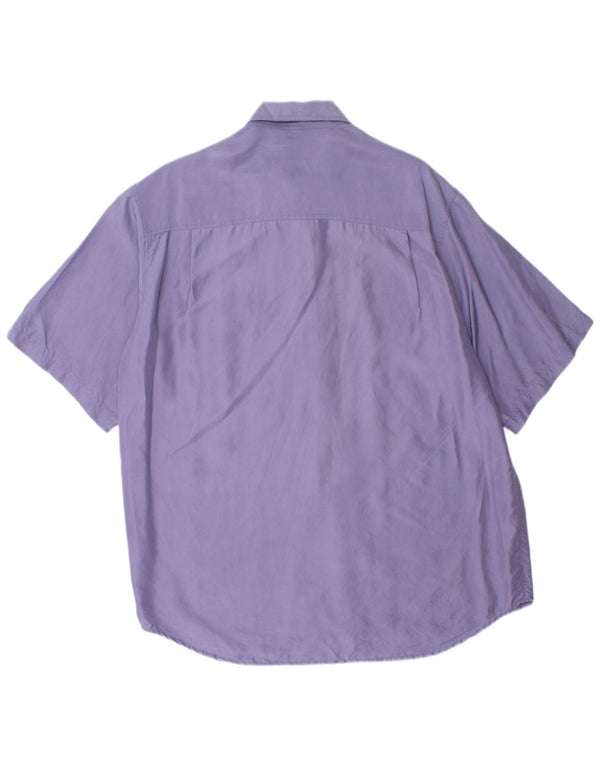 Nuevo Camisa rápida de manga corta para hombre talla 41/42 seda púrpura grande