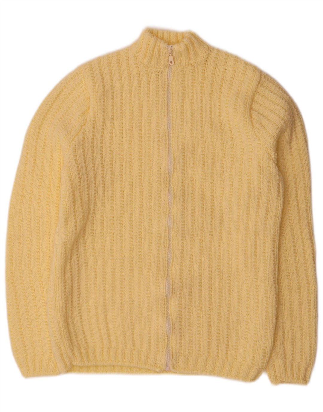Vintage mujer Cardigan suéter Reino Unido 12 amarillo medio