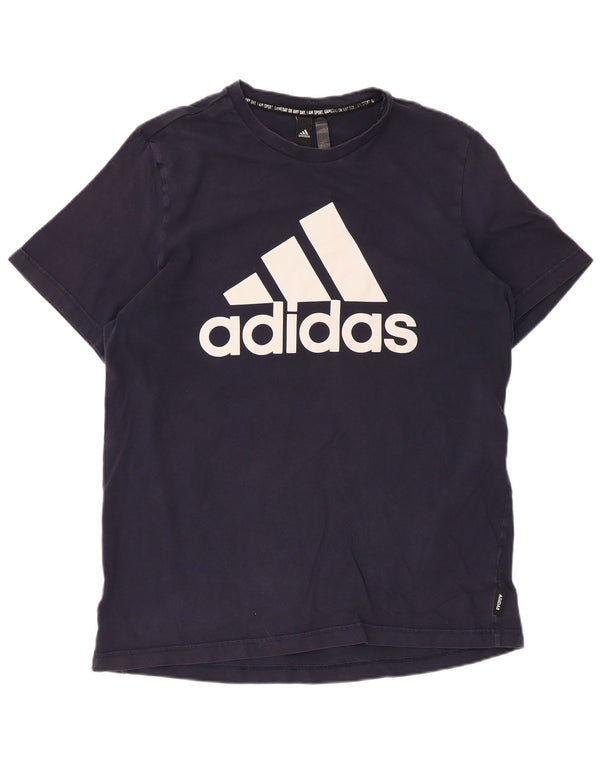 Adidas - Camiseta gráfica para hombre, talla grande, algodón azul marino