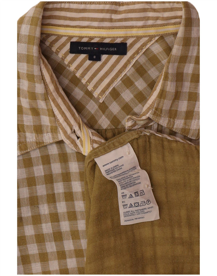 TOMMY HILFIGER Camisa larga para mujer US 8 Algodón a cuadros verde medio