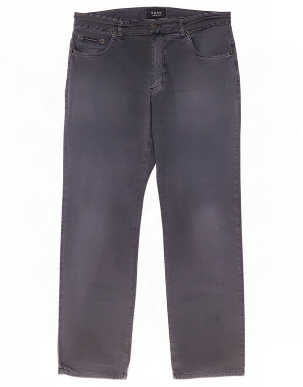 Gant Mens Straight Casual Trousers W32 L30 Navy Blue Cotton