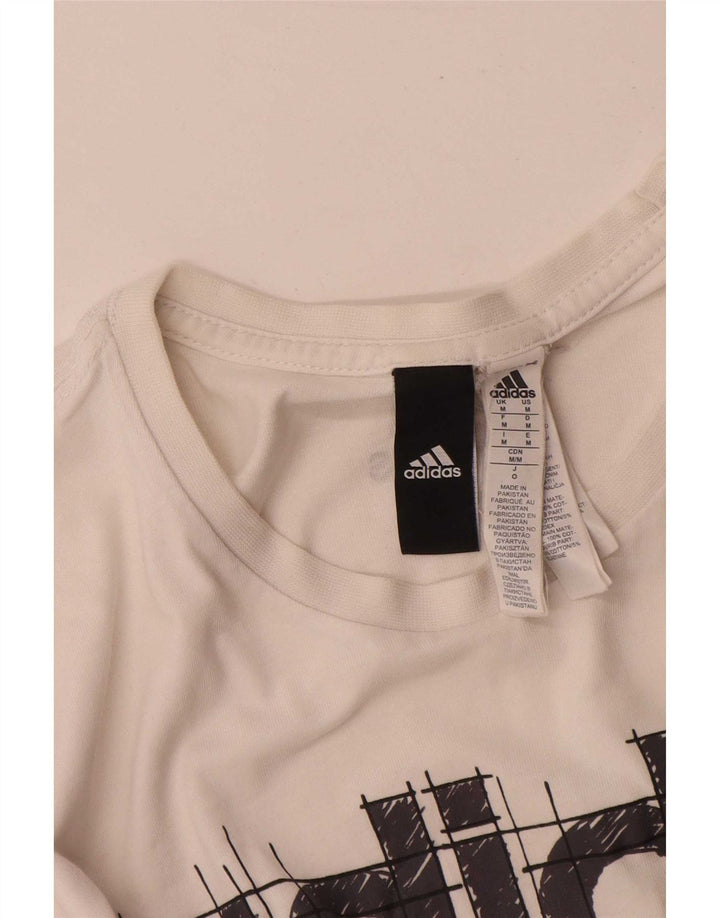 Adidas - Camiseta gráfica para hombre, talla mediana, algodón blanco
