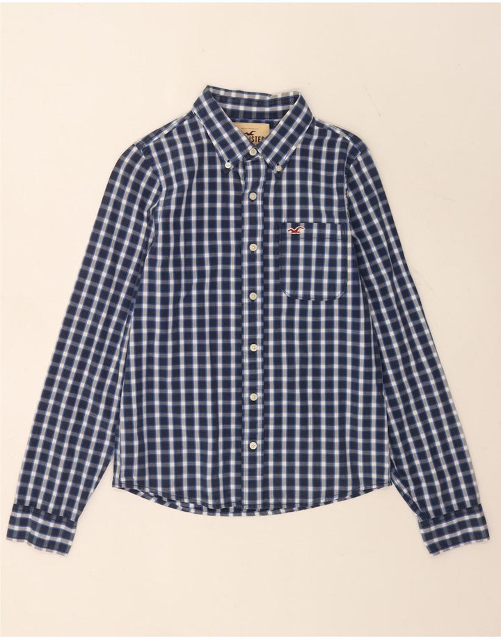 Camisa Hollister Hombre Algodón Vichy Azul Medio