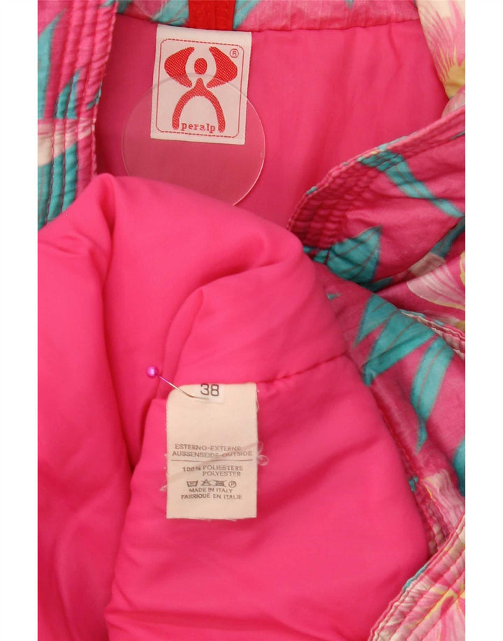 Peralp Chaqueta de esquí extragrande a prueba de viento para mujer IT 38 XS Poliéster floral rosa