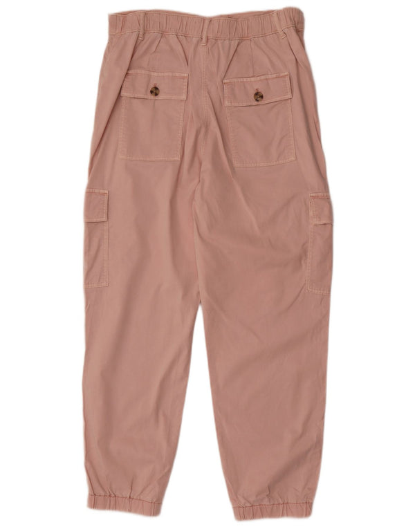 Marks & Spencer Womens High Waist Cargo Trousers UK 12 Medium W30 L27 Pink